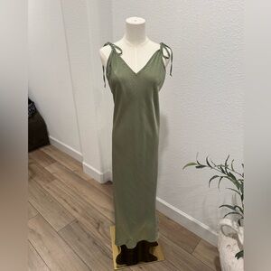 Free People Green Satin Elegant Green Slip Dress size medium